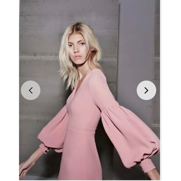 Alexis Ellena Mini Shift Dress Long Balloon Sleeves Pink Women L Party Wedding - Picture 8 of 9